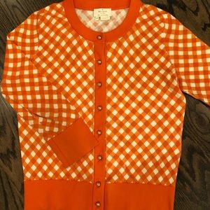 Kate Spade Gingham Gold Button Cardigan